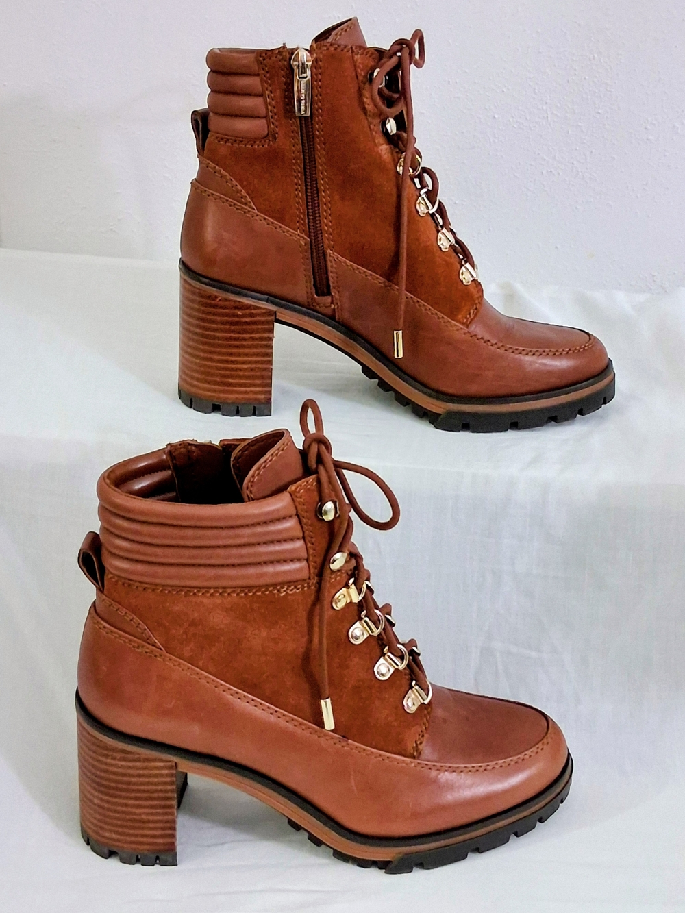 Women's Vince Camuto Brown Leather Lace-Up Ankle Boot
